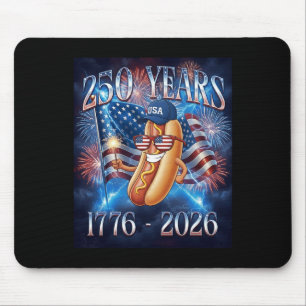 Tapis De Souris Drapeau Feux D'artifice Hotdog 4 Juillet 250e Anni