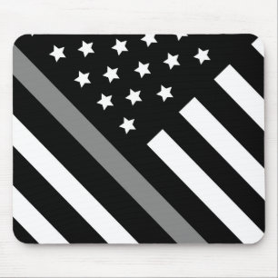 Tapis de souris drapeau gris noir de l'agent de co