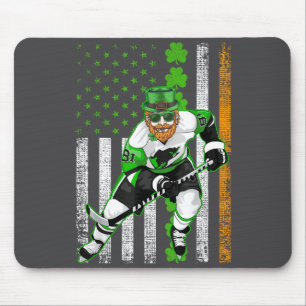 Tapis De Souris Drapeau irlandais américain Chance Hockey St. Patr