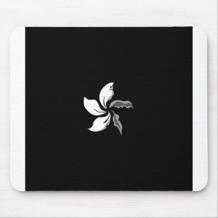 Tapis De Souris Drapeau noir de pétales sauvages de Bauhinia Hong