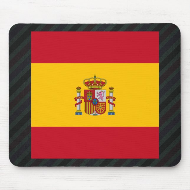 Tapis De Souris Drapeau officiel de l'Espagne sur des rayures (Devant)