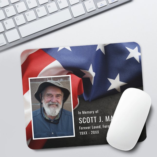Tapis De Souris Drapeau Patriotique En Mémoire Amoureuse Sympathie (Patriotic Flag In Loving Memory Sympathy Photo Mouse Pad)