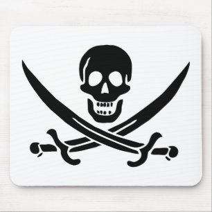 Tapis De Souris Drapeau pirate crâne épées croisées