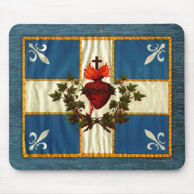 Tapis De Souris Drapeau Québec antique Carillon Sacré-Cœur (Devant)