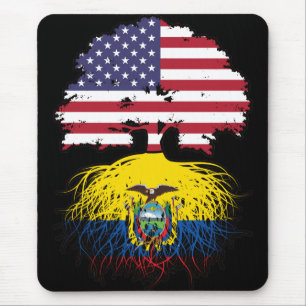 Tapis De Souris Drapeau racines arbre USA Américain équatorien Équ