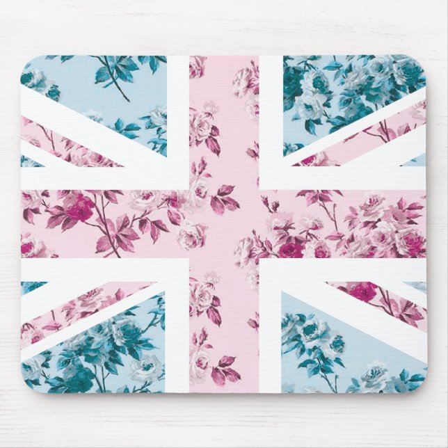 Tapis De Souris Drapeau rose d'Union Jack les Anglais (R-U) de cru (Devant)