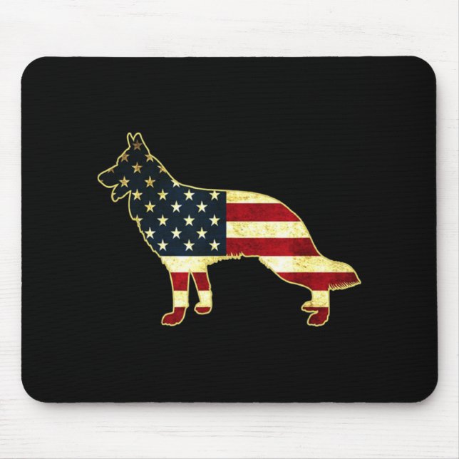 Tapis De Souris Drapeau Rustique Américain Berger Allemand (Devant)