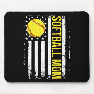 Tapis De Souris Drapeau Softball Team Softball Maman Mères Fête Fe