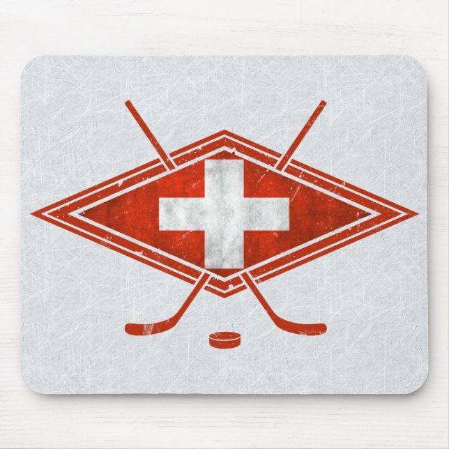 Tapis De Souris Drapeau suisse de hockey sur glace Suisse (Devant)