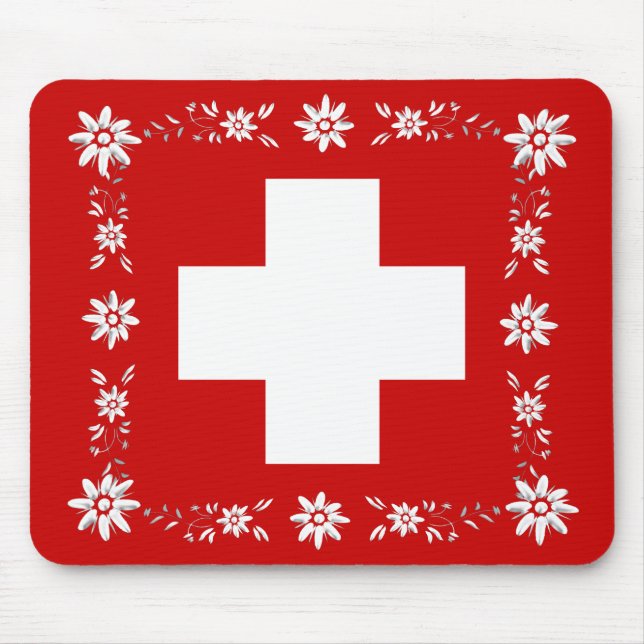 Tapis De Souris Drapeau suisse et edelweiss 2 (Devant)