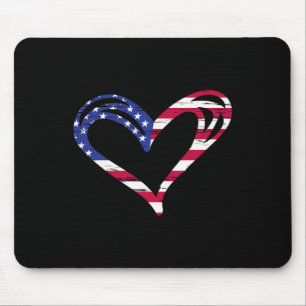 Tapis De Souris Drapeau Usa Cœur Patriotique Américain Forces Armé
