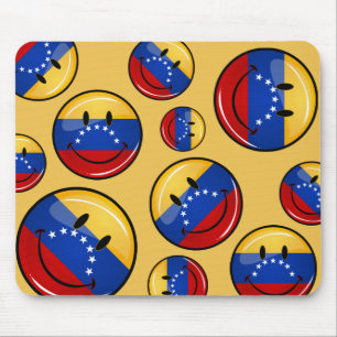 Tapis De Souris Drapeau vénézuélien de sourire de rond brillant