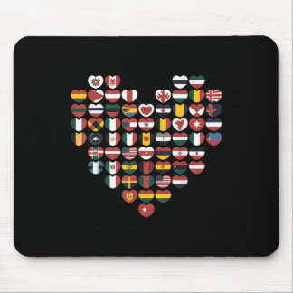 Tapis De Souris Drapeaux Internationaux Cœur Amour Voyageur Souven
