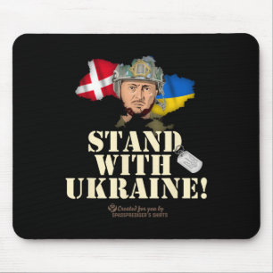 Tapis De Souris Drapeaux Ukraine Danemark Slogan Soutenez l'Ukrain
