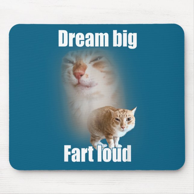 Tapis De Souris Dream Big Fart Loud Cat Meme Funny Saying  (Devant)