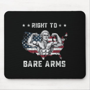 Tapis De Souris Droit À Armes Nues Drapeau 4 juillet Drôle Gym W