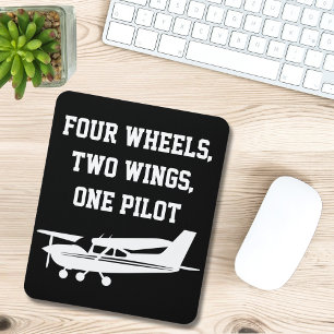 Tapis De Souris Drôle '4 Roues 2 Ailes Un Pilote' & Cool Cessna