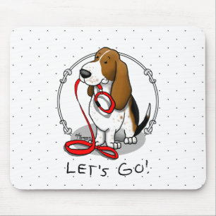 Tapis De Souris Drôle Allons-y ! Promenade Basset Hound (tri-coule