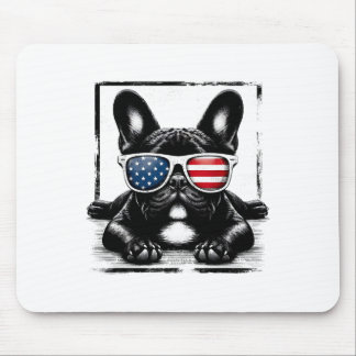 Tapis De Souris Drôle Amusant Français Bulldog Drapeau Américain 4