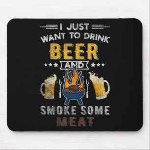 Tapis De Souris Drôle Barbecue Chef Bière fumée Viande Lover Citat