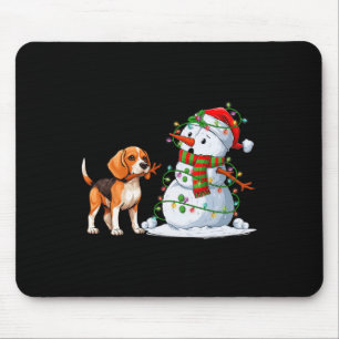 Tapis De Souris Drôle chien Beagle Snowman feux de Noël Xma