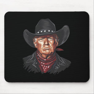 Tapis De Souris Drôle Cowboy Western Donald Trump Us Drapeau 2024