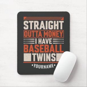 Tapis De Souris Drôle de baseball jumeau cadeau parent