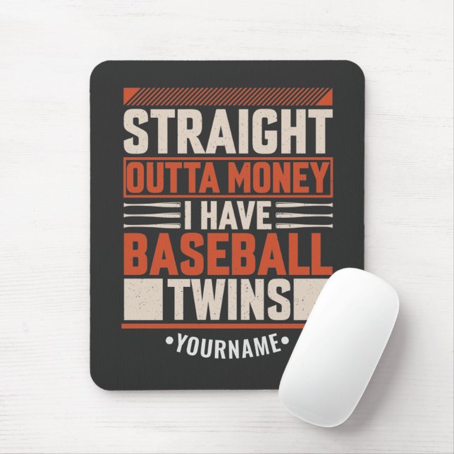 Tapis De Souris Drôle de baseball jumeau cadeau parent (Avec souris)