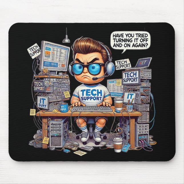 Tapis De Souris Drôle de support technique (Devant)