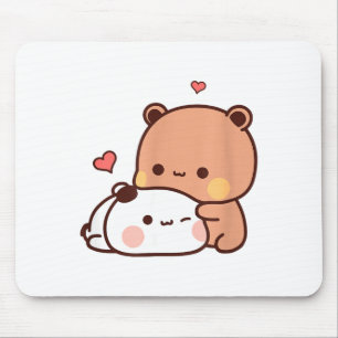 Tapis De Souris Drôle Doux Kawaii Couple Ours Kp Panda Étreignant