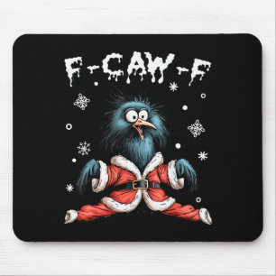 Tapis De Souris Drôle F-caw-f Noël Corbeau Santa Xmas Lumière Noir
