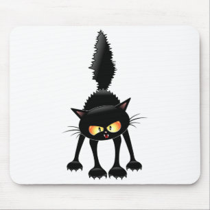 Tapis De Souris Drôle Fierce Black Cat Cartoon