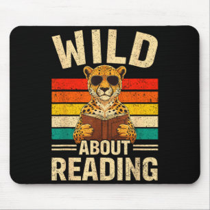 Tapis De Souris Drôle fou de lire guépard rétro garçons livre