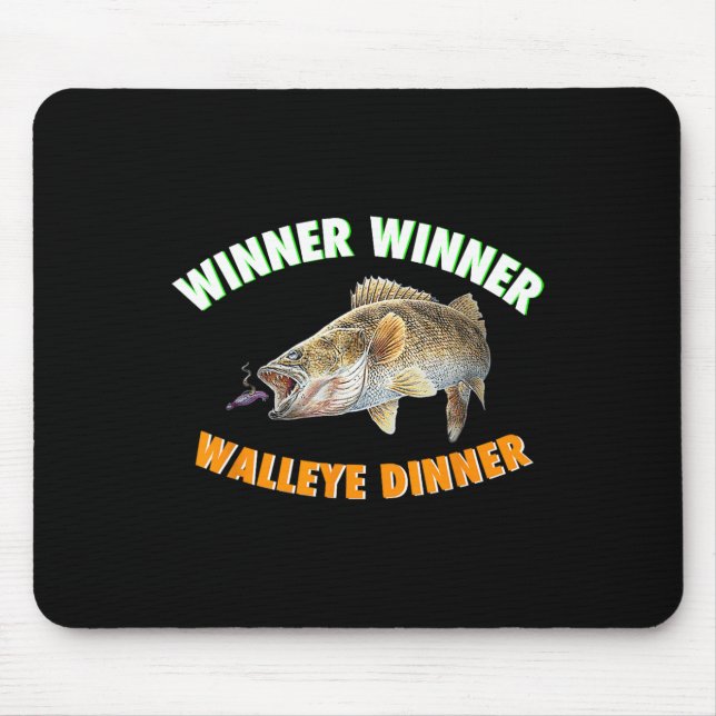 Tapis De Souris Drôle gagnant pêche Walleye Diner Poisson Fr (Devant)