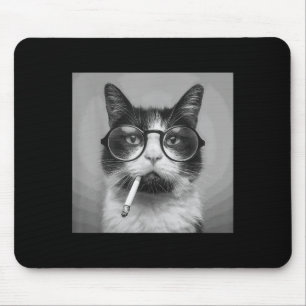 Tapis De Souris Drôle Graphisme Chat Fumer Adulte Amusant