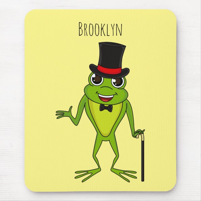 Tapis De Souris Drôle grenouille avec chapeau dessus dessin animé (Devant)
