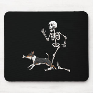 Tapis De Souris Drôle Halloween Rat Terrier Et Squelette