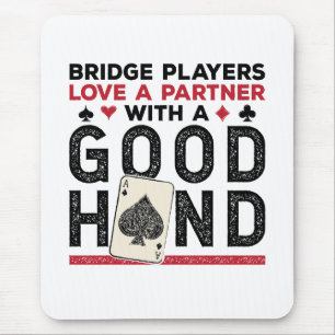Tapis De Souris Drôle Joueur de pont partenaire Bonne main