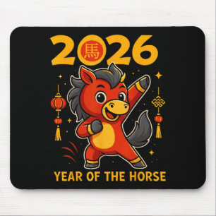 Tapis De Souris Drôle Kawaii Lunaire 2026 Année du Cheval Chinois