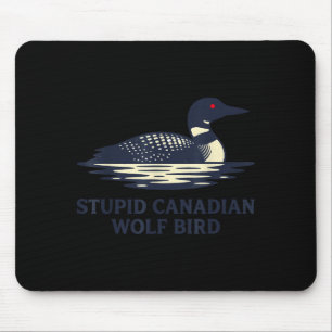 Tapis De Souris Drôle Mignon Bête Loup Canadien Oiseau Plongeon