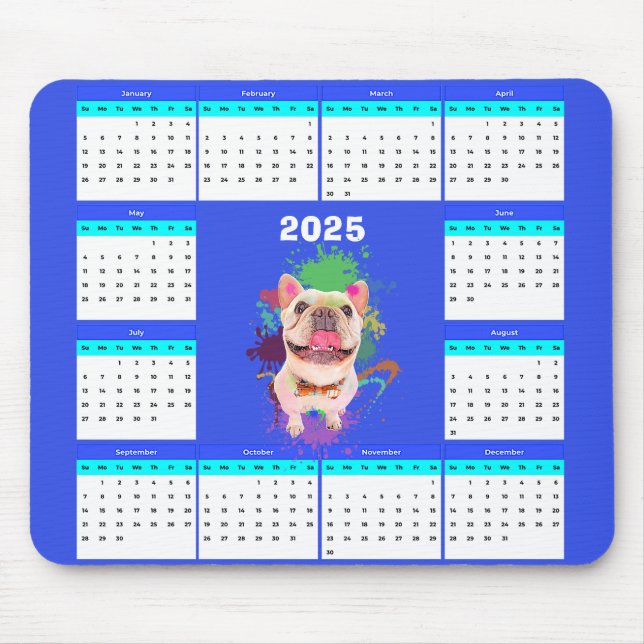 Tapis De Souris Drôle mignon Calendrier Français Chien (Devant)