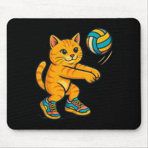 Tapis De Souris Drôle mignon Chat Volleyball Joueur Fan Tee Traine