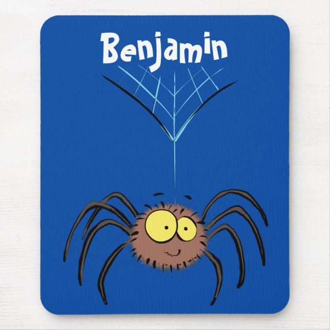 Tapis De Souris Drôle mignon dessin animé d'araignée moelleuse (Devant)