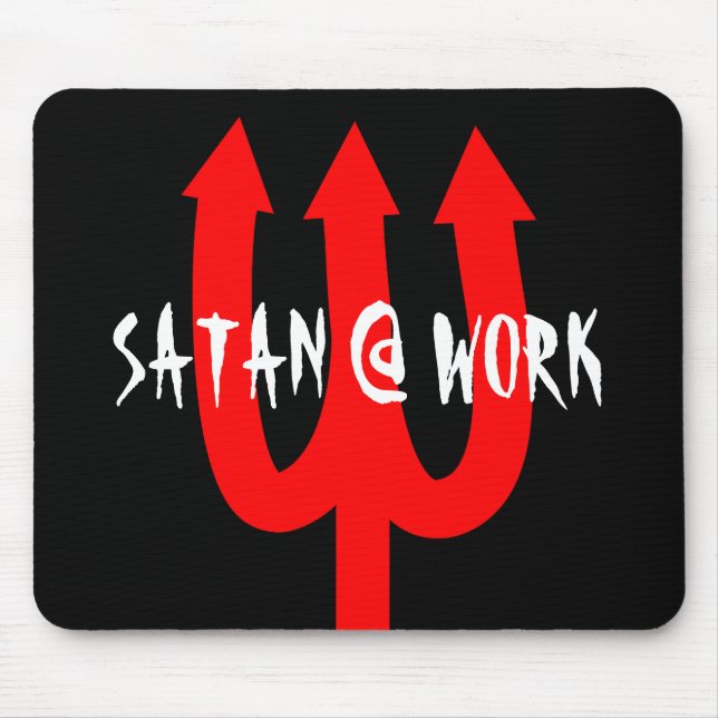 Tapis De Souris Drôle pavé de souris satanique avec fourche de dém (Devant)
