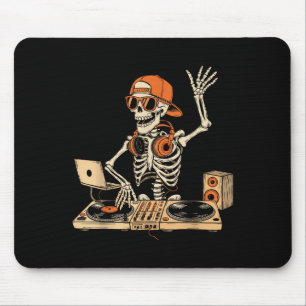Tapis De Souris Drôle Skeleton Dj Halloween Costume Musique Amateu