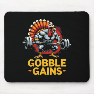 Tapis De Souris Drôle Thanksgiving Turkey Gains Gym entraînement
