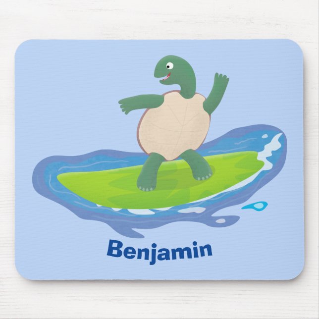 Tapis De Souris Drôle tortue vague de surf dessin animé (Devant)