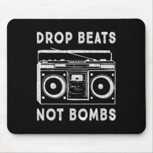 Tapis De Souris Drop Beats Not Bombs Anti-guerre Boombox Music Pea