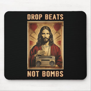 Tapis De Souris Drop Beats Not Bombs Anti-guerre Jésus Christ