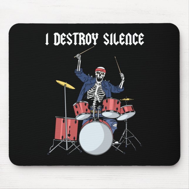 Tapis De Souris Drummer Rock Music Band Drums I Destroy Silence (Devant)